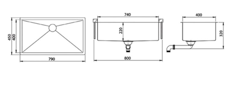 Ausmann Mosel pia grande de cobre em aço inoxidável - cobre PVD 74x40 universal 1208970018