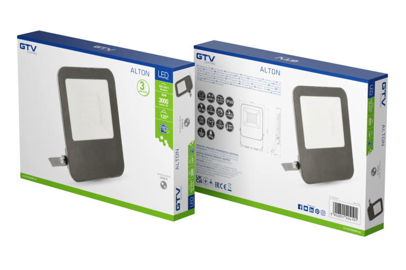 ALTON holofote, LED, 30W, 3000lm, 4000K, AC220-240V, IP65