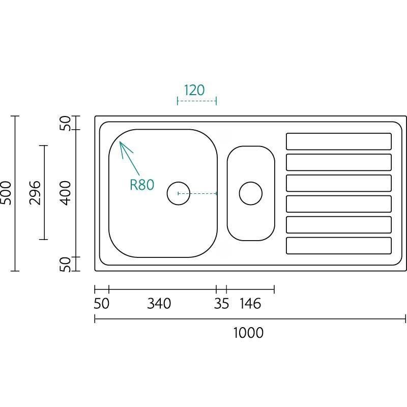 Banka Centurio 100-15 Aço Inoxidável 1,5 Pia de Encaixe 100 x 50cm com Escorredor 1208970035