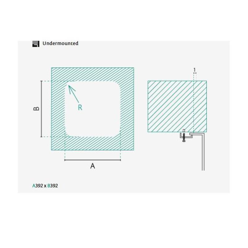 Pia de Cozinha de Aço Inoxidável Banka IB4040 40 x 40 cm Montagem Inferior 1208970039