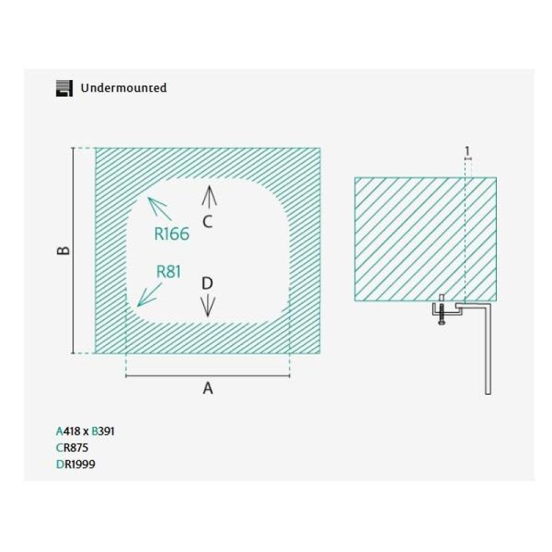 Banca Denver Pia em aço inoxidável 41 x 41 cm Submontagem 1208970049