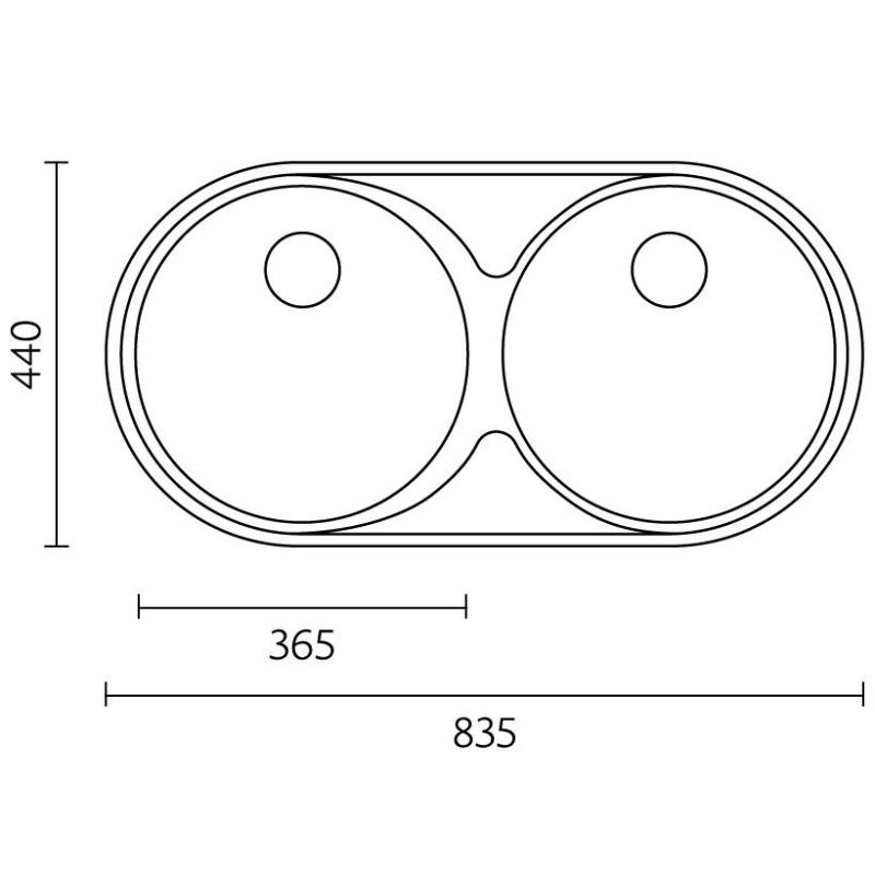 Banka Andalucia Aço Inoxidável Pia Dupla 835 x 440 cm Sobrepor e Embutir 1208970050