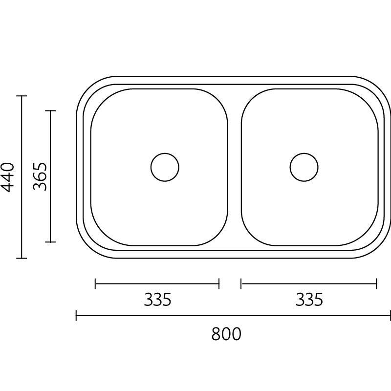 Banka Diplomat Inox pia dupla sobreposto 80x44 cm 1208970059