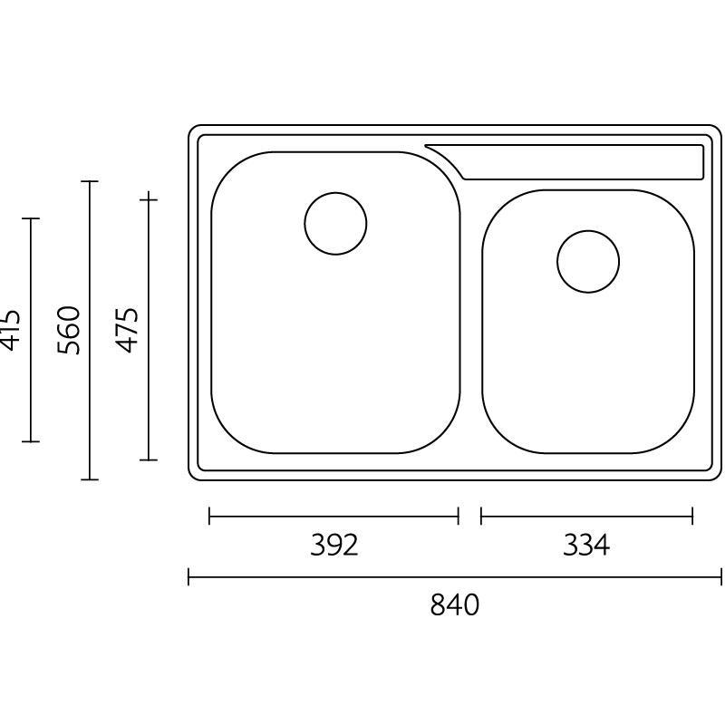 Banka Princess Pia dupla em aço inoxidável para encastrar 750x475 mm 1208970067