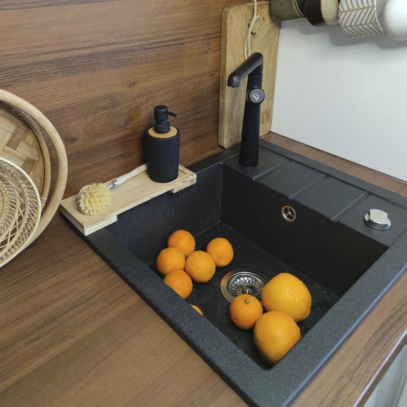 Aquadesign Somerset Pia de Granito de Sobrepor Antracite com Pequena Área de Escorrimento 570 x 495 mm 1208970084