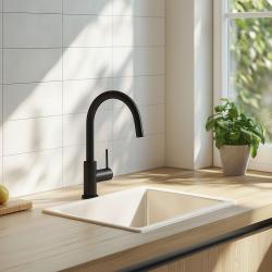 Ausmann Ceramic Ember Pia Cerâmica Quadrada Branca de Embutir e Sobrepor 40 x 40 cm com Plug de Aço Inoxidável 1208970094