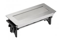 Extensão de mesa sem caixa, tomada tripla com ligação à terra, cabo de alimentação de 1,5 m com ficha, inox.