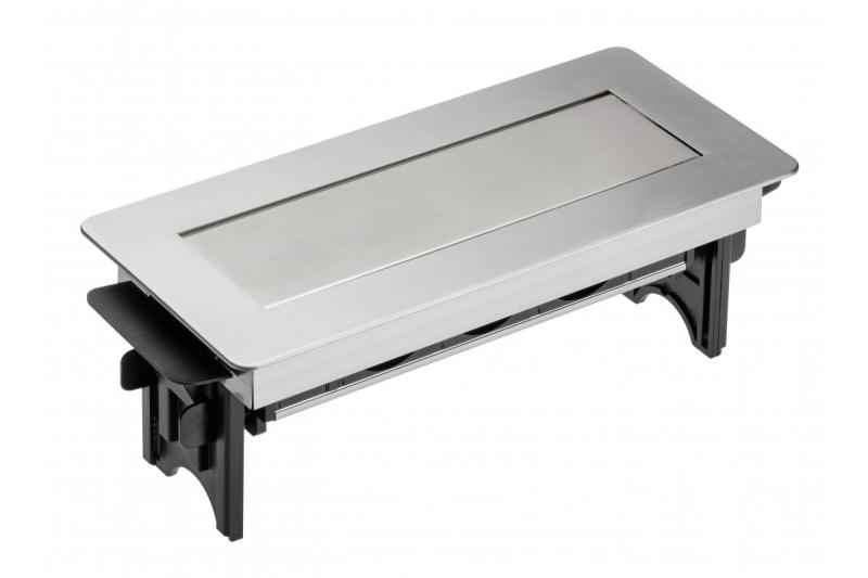 Extensão de mesa sem caixa, tomada tripla com ligação à terra, cabo de alimentação de 1,5 m com ficha, inox.