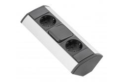 Extensão de canto MINI com interruptor e 2 tomadas Schuko 230 V 16 A