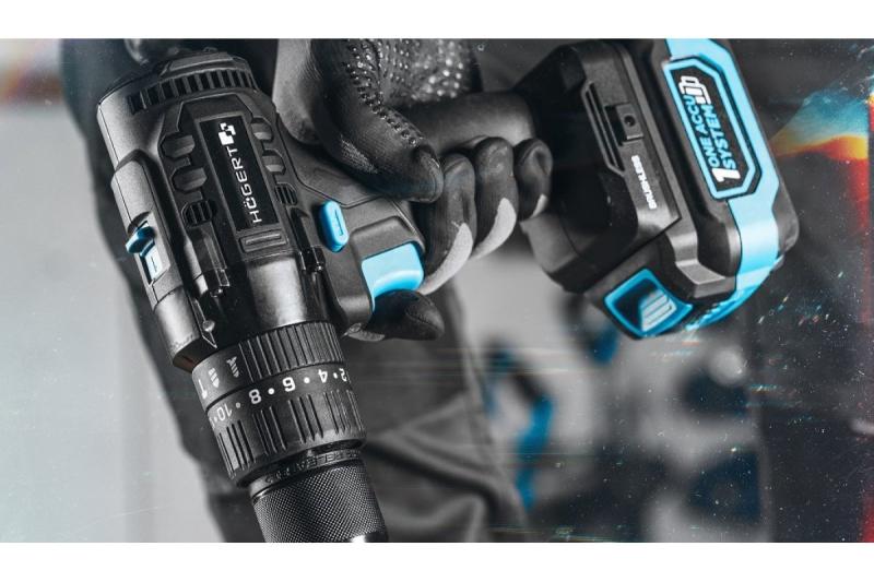 Högert Furadeira de Impacto a Bateria 18V para tijolo, pedra, madeira, metal