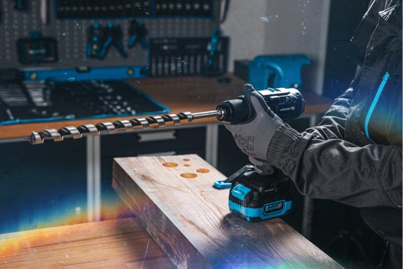 Högert Furadeira de impacto sem escova a bateria 18V para tijolo, pedra, madeira, metal e plástico.