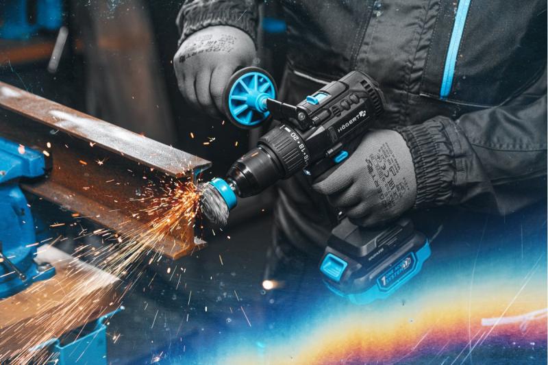 Högert Furadeira de impacto sem escova a bateria 18V para tijolo, pedra, madeira, metal e plástico.