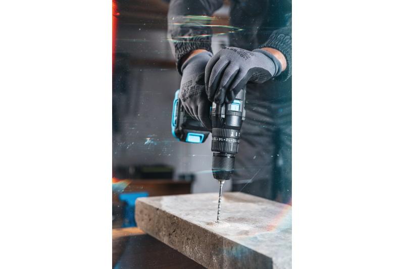 Högert Furadeira de impacto sem escova a bateria 18V para tijolo, pedra, madeira, metal e plástico.