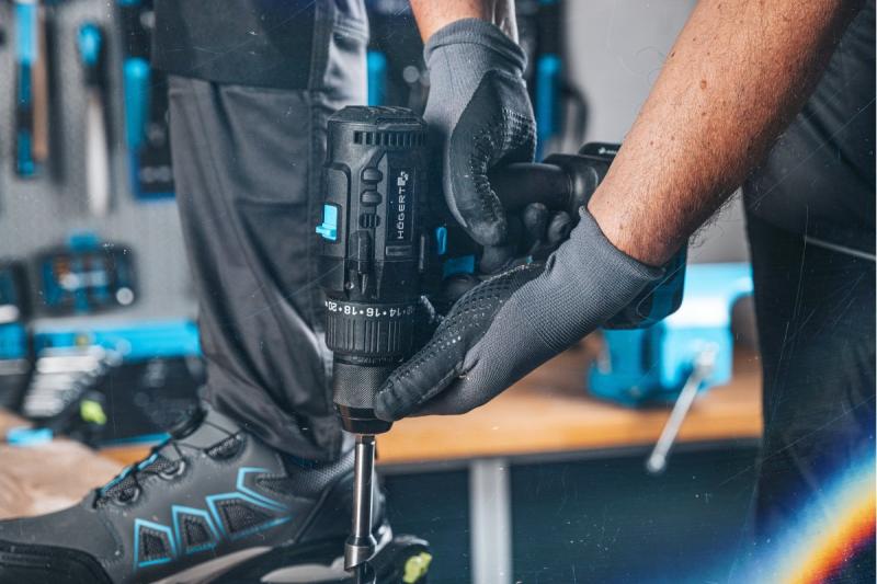 Högert Furadeira de impacto sem escova a bateria 18V para tijolo, pedra, madeira, metal e plástico.