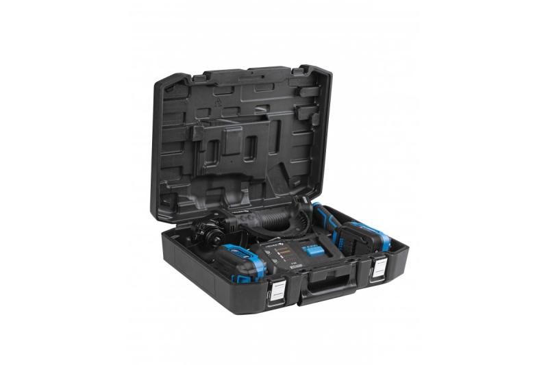 HÖGERT Esmerilhadeira angular sem fio com interruptor de alavanca, 125MM, 18V, conjunto com bateria, carregador, acessórios.