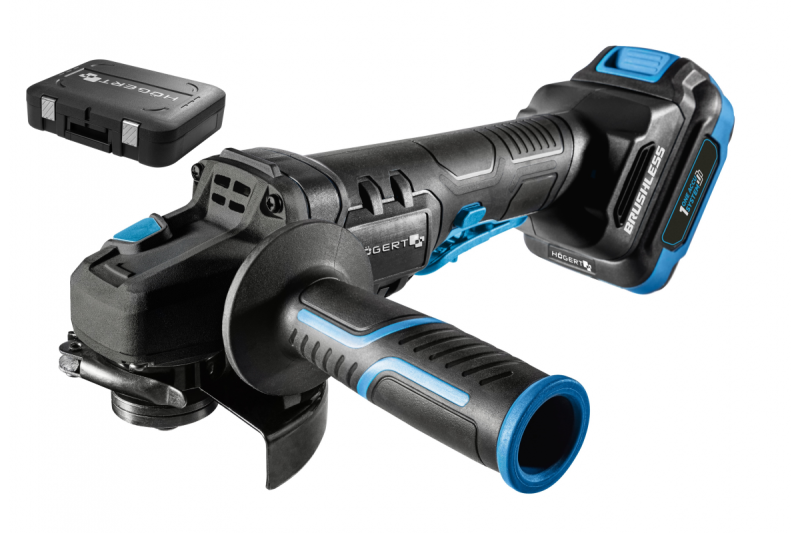 HÖGERT Rebarbadora sem fio com interruptor de pala, 125MM, 18V - Conjunto (bateria, carregador, acessórios)