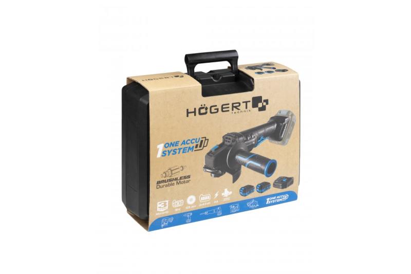 HÖGERT Rebarbadora sem fio com interruptor de pala, 125MM, 18V - Conjunto (bateria, carregador, acessórios)