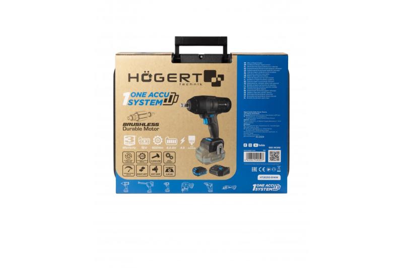 HÖGERT conjunto de chave de impacto sem fio, sem escovas, 18V, com bateria, carregador