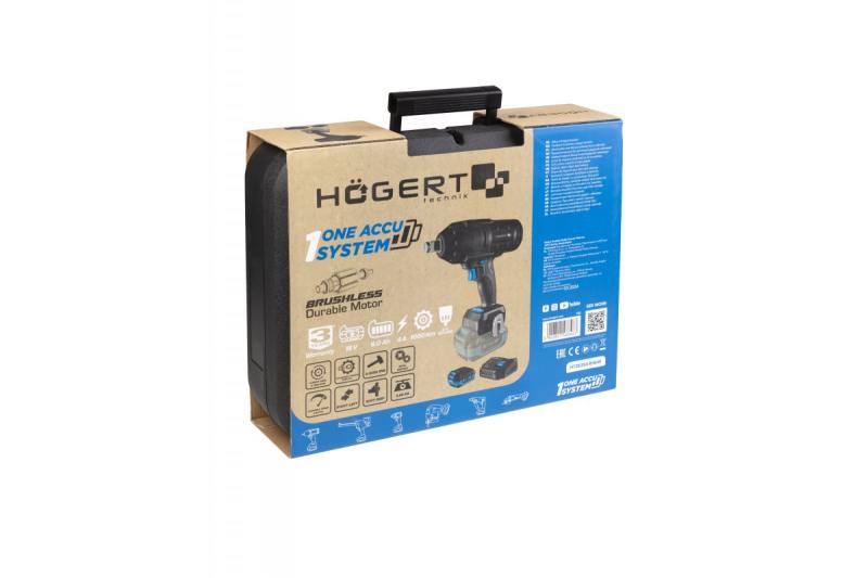 HÖGERT conjunto de chave de impacto sem fio, sem escovas, 1000 Nm, 18V com bateria, carregador