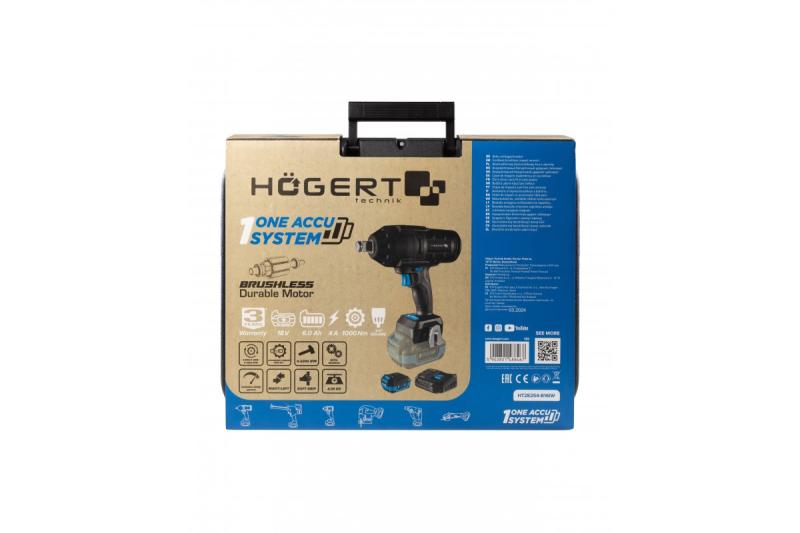 HÖGERT conjunto de chave de impacto sem fio, sem escovas, 1000 Nm, 18V com bateria, carregador