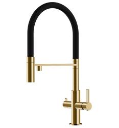 Ausmann Claridge Torneira de Cozinha de 3 Vias com Bica Flexível e Água Filtrada – Ouro - 1208970504