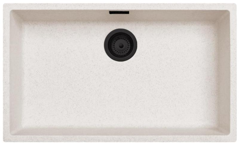 Areia Branca Grande Pia 70x40 cm Submontagem, Sobrepor e Montagem Nivelada com Tampa Preto Fosco 1208970525