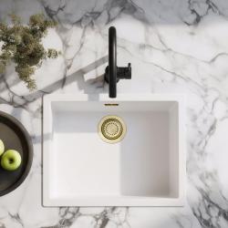 Pia Branca 50x40 cm de Embutir, Sobrepor e Montagem Nivelada com Válvula Dourada 1208970532