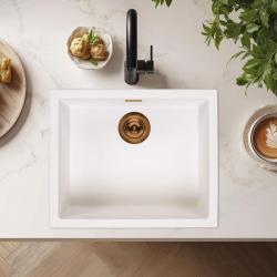 Pia Branca 50x40 cm de Embutir, Sobrepor e Nivelar com Válvula de Cobre 1208970533