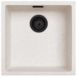 Areia Branca Creme Pia 40x40 cm Embutida, Sobreposta e Nivelada com Tampa Preta Fosca 1208970540