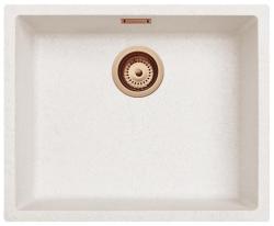Pia de Areia Branca Creme 50x40 cm para Instalação Sob a Bancada, Sobre a Bancada e Nivelada com Tampa de Cobre 1208970548
