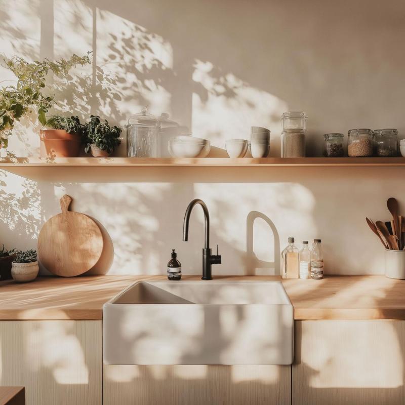 Ausmann Ceramic Panor Shade Pia de cerâmica branca Butler - Submontagem e montagem intermédia 630 x 597 mm com bancada com orifício para torneira e tampão Gun metal 1208970551