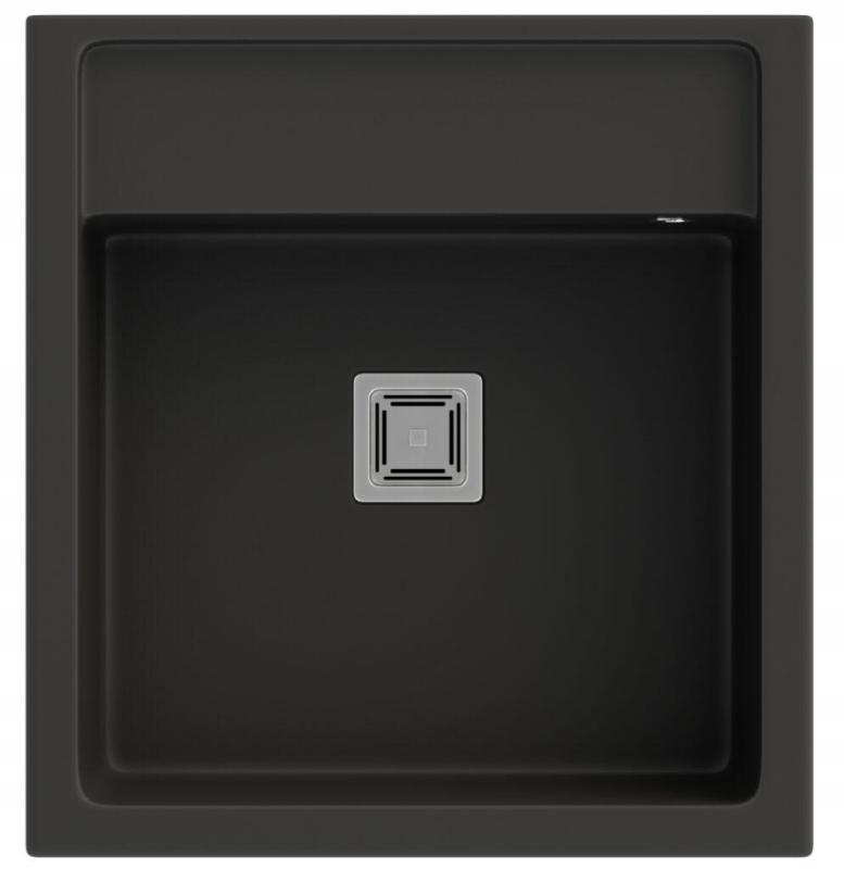 Graniteland Arno Pia de Granito Preto de Embutir 582x620mm com Tampa Quadrada de Aço Inoxidável 1208970602