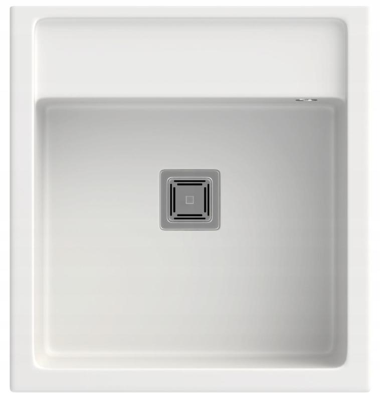 Graniteland Arno Pia de Granito Branco de Sobrepor 582x620mm com Tampão Quadrado de Aço Inoxidável 1208970604