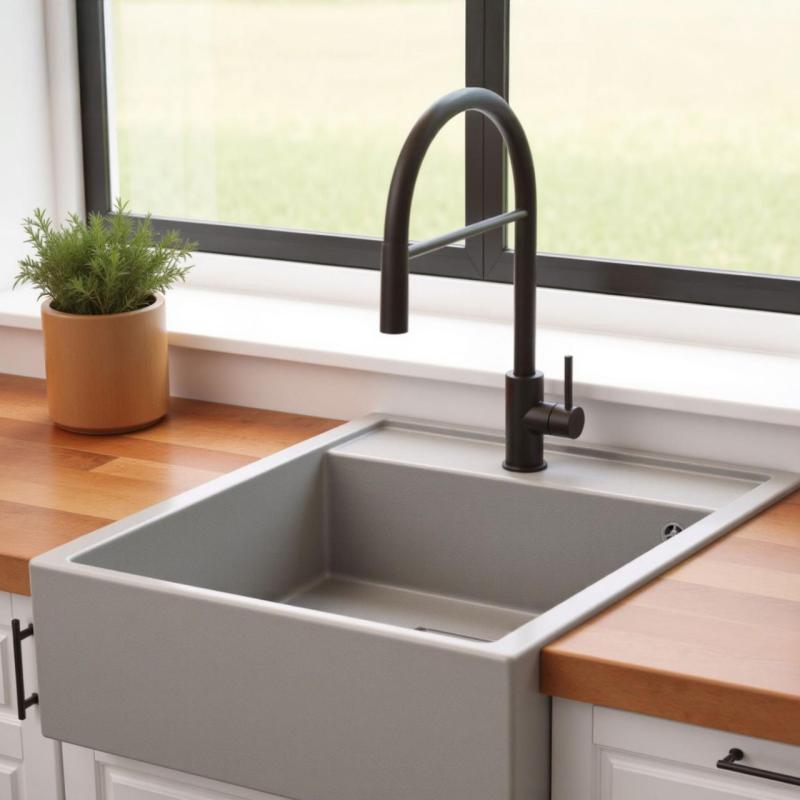 Graniteland Arno Pia de Granito Cinza de Embutir 582x620mm com Tampa Quadrada de Aço Inoxidável 1208970605