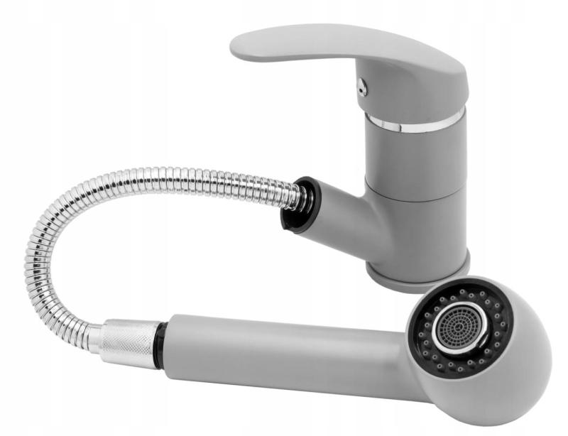 Graniteland Rhea Torneira de Cozinha Cinza com Bica Retrátil e Ducha de Mão com Dupla Função 1208970656