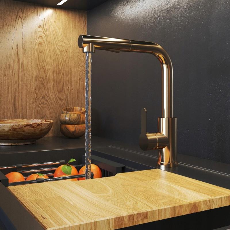 Graniteland Celeste Misturador de Cozinha Cobre com Bica Retrátil e Ducha Manual com Dupla Função 1208970665