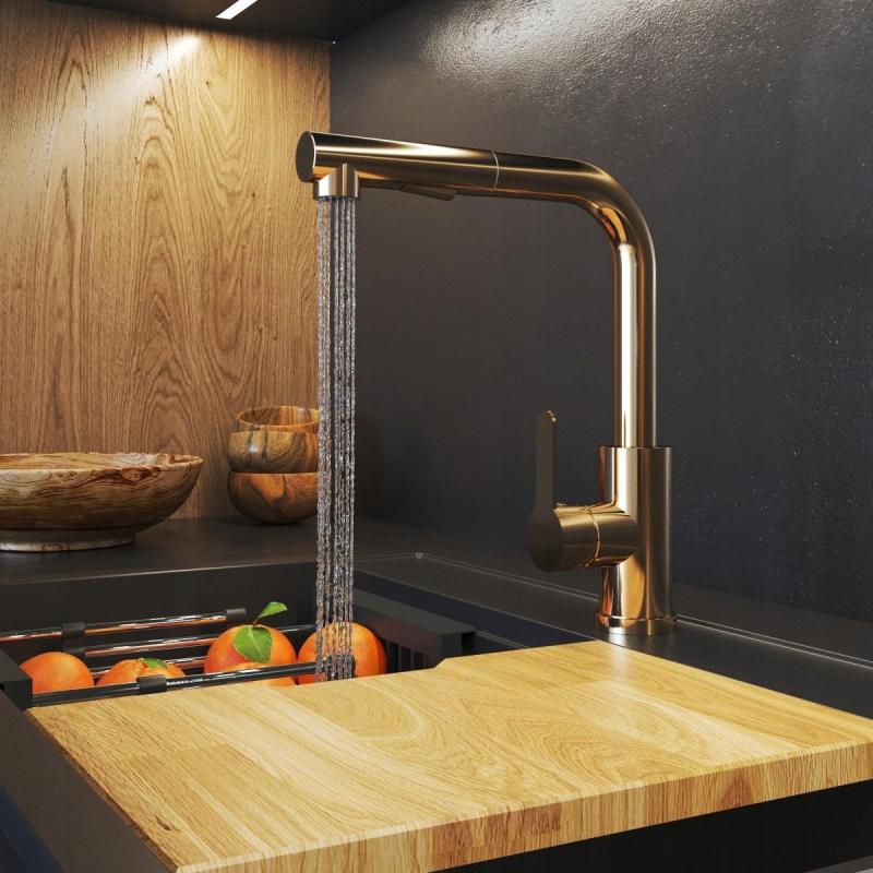 Graniteland Celeste Misturador de Cozinha Cobre com Bica Retrátil e Ducha Manual com Dupla Função 1208970665