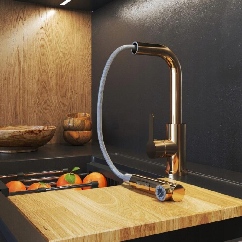 Graniteland Celeste Misturador de Cozinha Cobre com Bica Retrátil e Ducha Manual com Dupla Função 1208970665