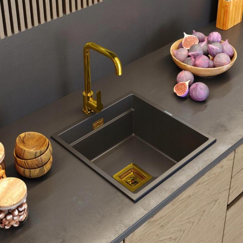 Graniteland Stellar Torneira de Cozinha Dourada com Bica Giratória 1208970673