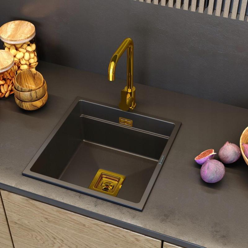 Graniteland Stellar Torneira de Cozinha Dourada com Bica Giratória 1208970673