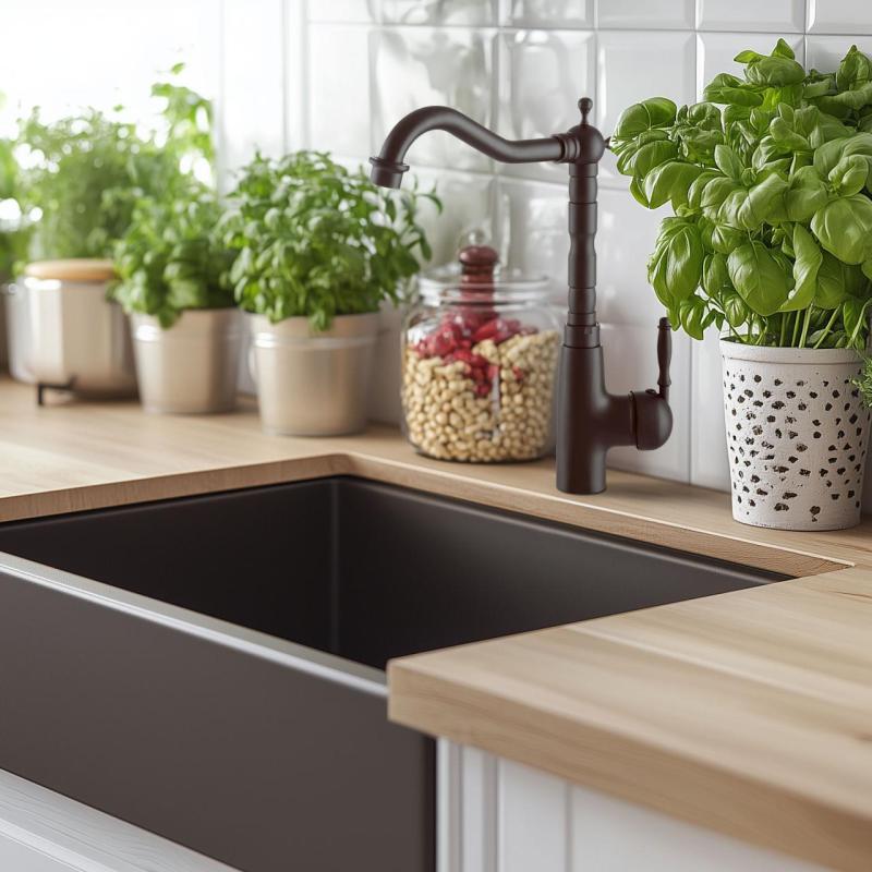 Mistland Vibe Torneira de Cozinha Preta com Bica Giratória 1208970702