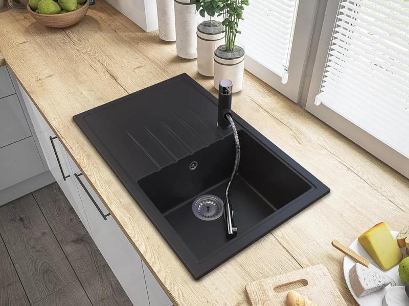 Graniteland Ceres Torneira de Cozinha Preta com Bica Extensível e Ducha Manual de Dupla Função 1208970707