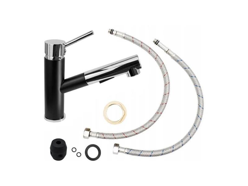 Graniteland Ceres Torneira de Cozinha Preta com Bica Extensível e Ducha Manual de Dupla Função 1208970707