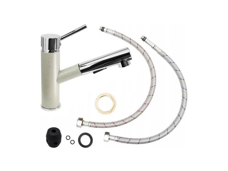 Graniteland Ceres Torneira de Cozinha Bege Areia com Bico Retrátil e Ducha Manual de Dupla Função 1208970708