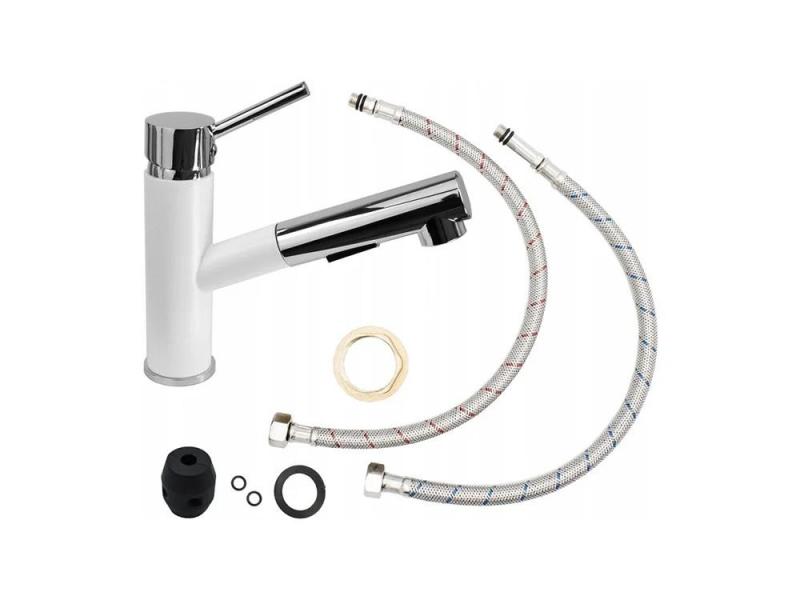 Mistland Ceres Torneira de Cozinha Branca com Bica Extensível e Ducha Manual de Dupla Função 1208970709