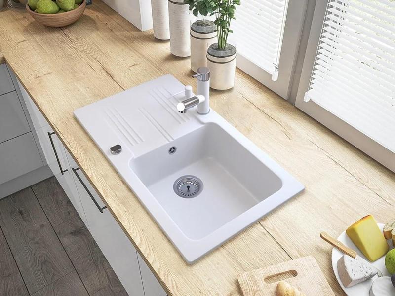 Mistland Ceres Torneira de Cozinha Branca com Bica Extensível e Ducha Manual de Dupla Função 1208970709