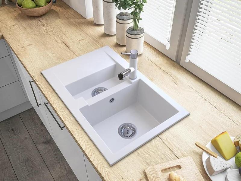 Mistland Ceres Torneira de Cozinha Branca com Bica Extensível e Ducha Manual de Dupla Função 1208970709