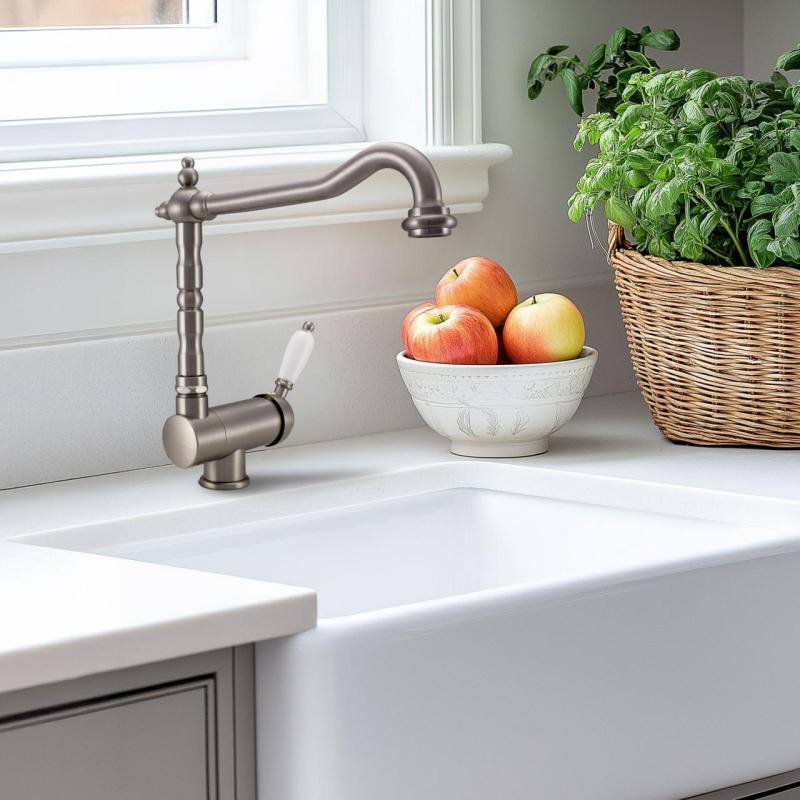 Ausmann Ceramic Mira Pia Cerâmica Branca - Instalação Inferior e Semi-encaixe 590 x 458 mm com Válvula de Aço Inoxidável 1208970733