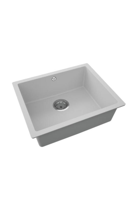GraniteMy Pia Universal de Granito Cinza 50x40 cm para Instalação Superior, Inferior e Embutida com Plugue de Aço Inoxidável 1208970745