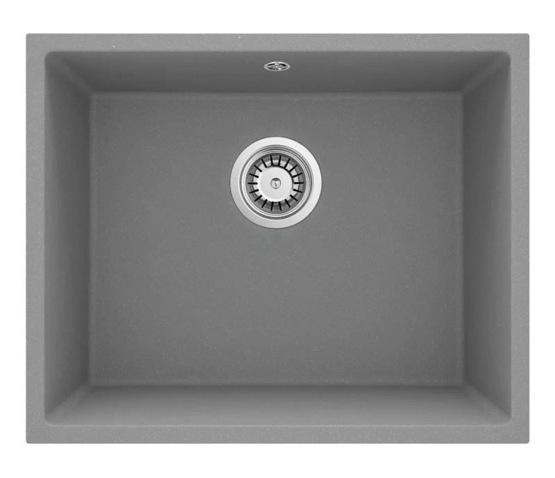 GraniteMy Pia Universal de Granito Cinza 50x40 cm para Instalação Superior, Inferior e Embutida com Plugue de Aço Inoxidável 1208970745